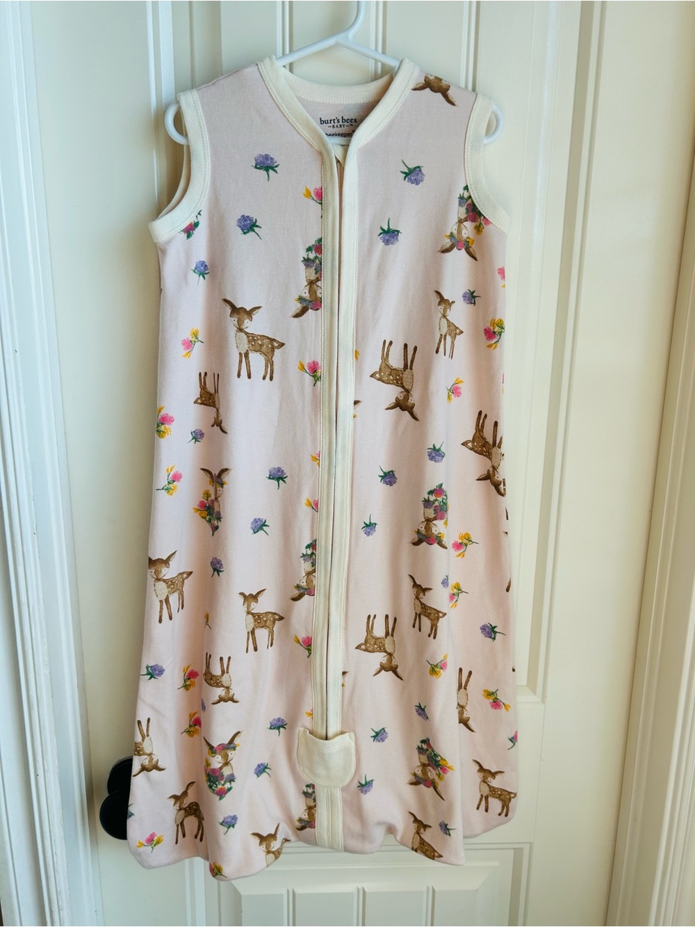 Burt's Bees Light Pink Deer & Floral Sleep Sack Dress
